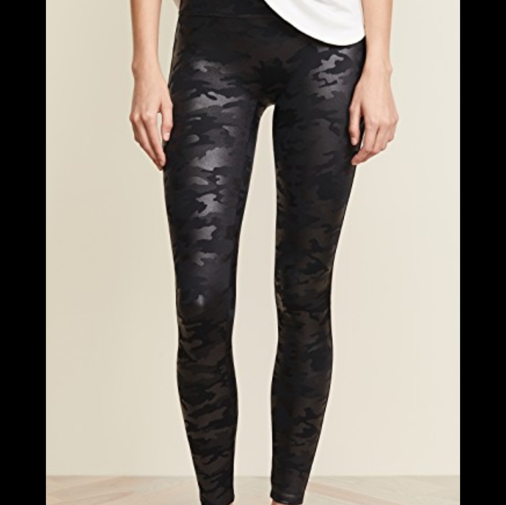 Spanx Camo Faux Leather Leggings